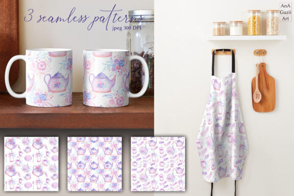 Tea party seamless pattern