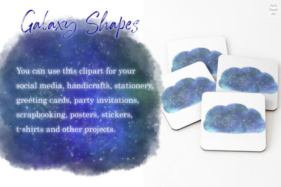 Watercolor Galaxy Shapes FREE Clipart