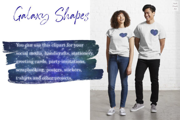 Watercolor Galaxy Shapes FREE Clipart