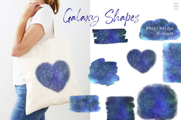 Watercolor Galaxy Shapes FREE Clipart