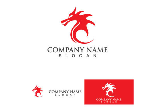 Dragon animal logo simple red