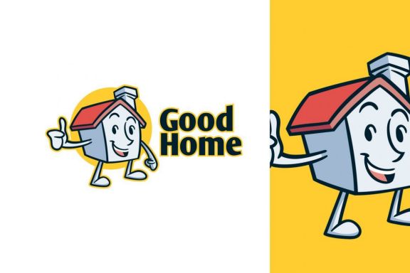 Cartoon Retro Vintage 50's House Mascot Logo