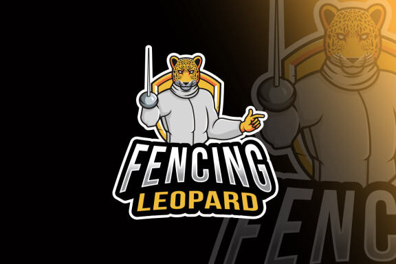 Fencing Leopard Sport Logo Template