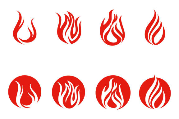 Fire and Flame logo icon logo bundle 