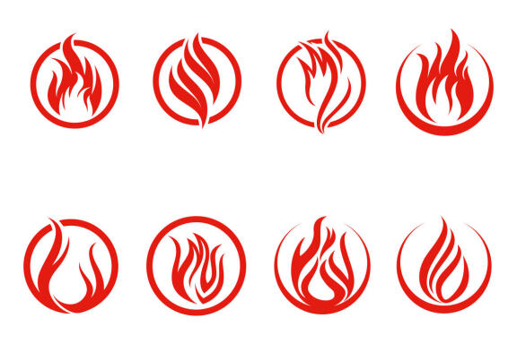 Fire and Flame logo icon logo bundle 