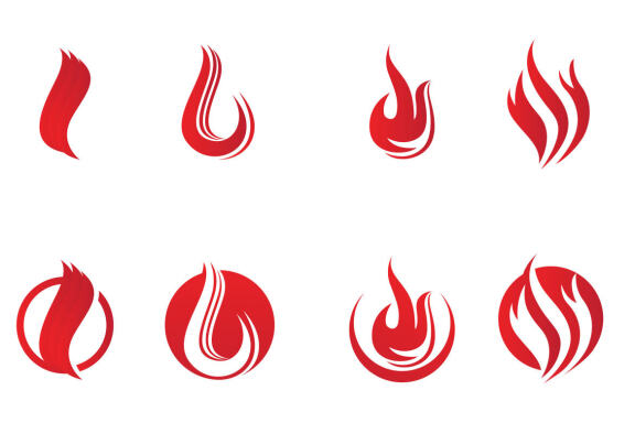 Fire and Flame logo icon logo bundle 