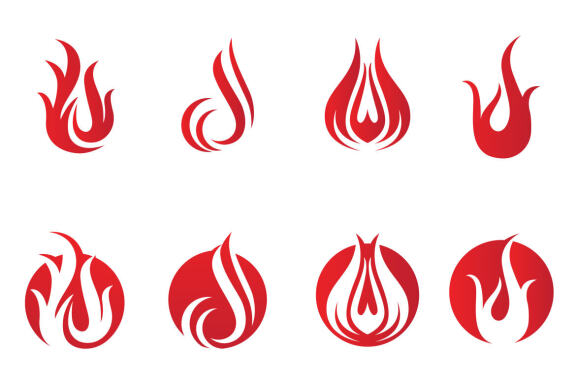 Fire and Flame logo icon logo bundle 