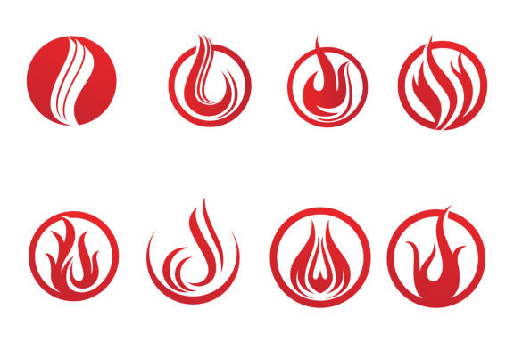 Fire and Flame logo icon logo bundle 