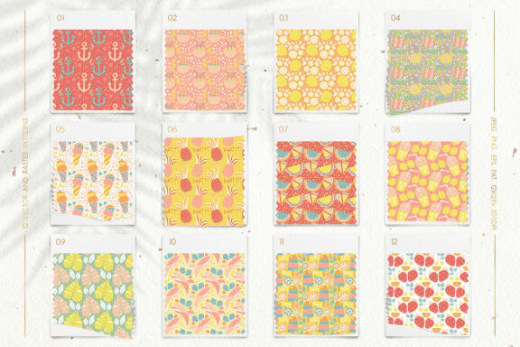 Enjoying Summer Vacation Vector Patterns