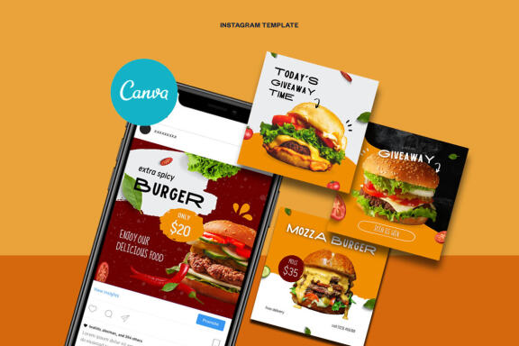 Burger / Food Instagram | CANVA Template