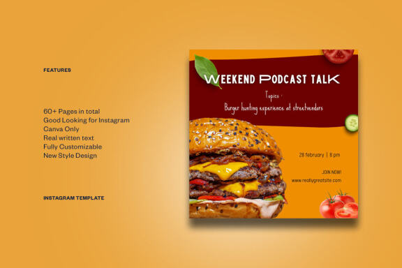 Burger / Food Instagram | CANVA Template