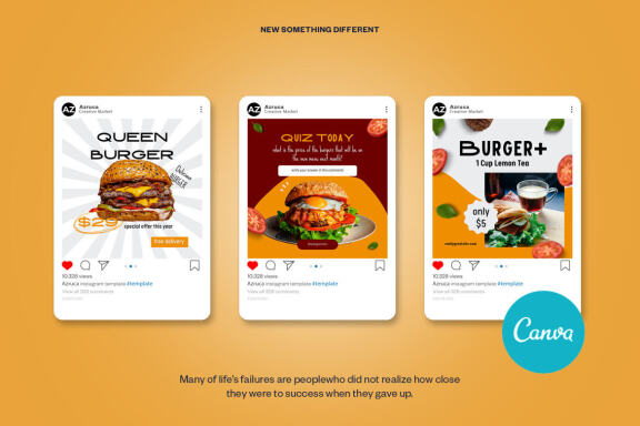 Burger / Food Instagram | Free CANVA Template