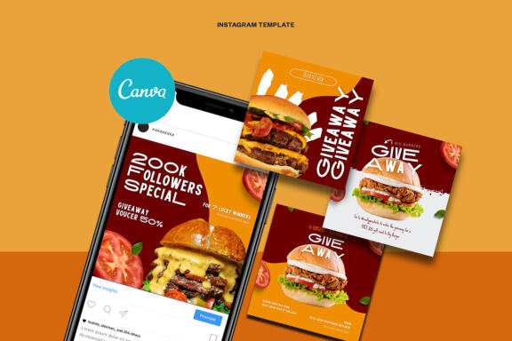 Burger / Food Instagram | Free CANVA Template