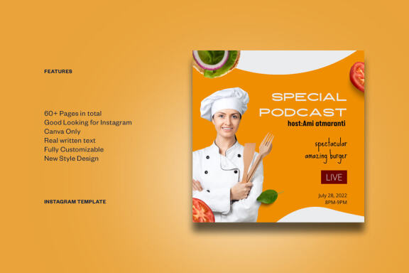 Burger / Food Instagram | Free CANVA Template