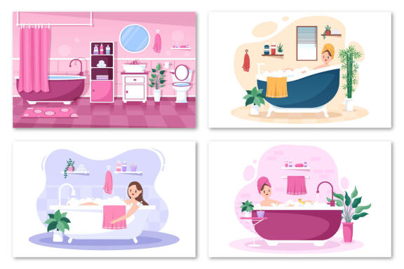 13 Modern Bathroom Furniture Interior Illustration