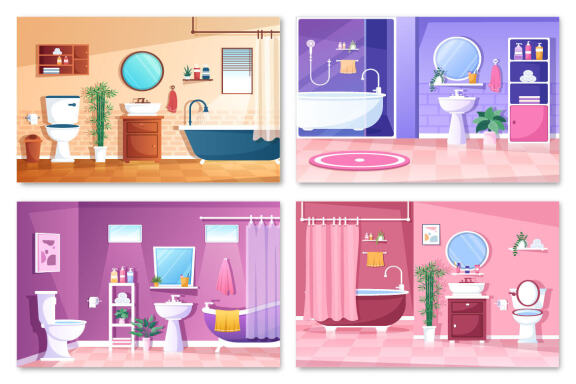 13 Modern Bathroom Furniture Interior Illustration