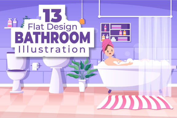 13 Modern Bathroom Furniture Interior Illustration