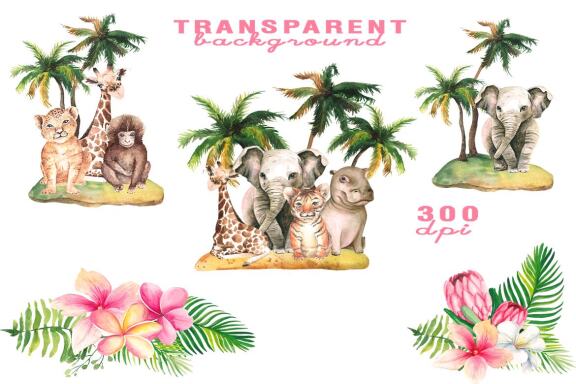 Watercolor Jungle Animals Clipart PNG