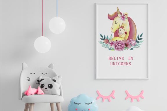 Watercolor Cute Baby Unicorn Clipart