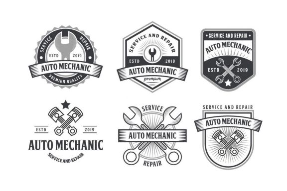 Set of Automotive Mechanic Logo Badge