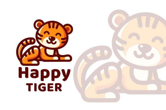 Happy Tiger Cute Logo Template