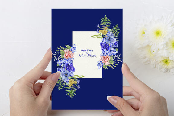Blue Flower Watercolors Frames. Floral clipart