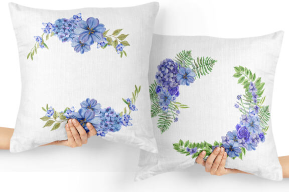 Blue Flower Watercolors Frames. Floral clipart