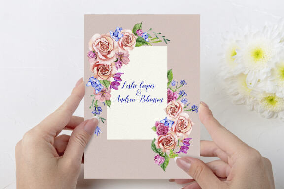  Flower rose Watercolors Frames. Floral clipart