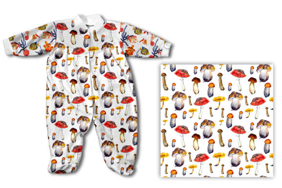 Cute Mushrooms, Seamless Pattern, summer