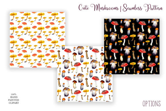Cute Mushrooms, Seamless Pattern, summer