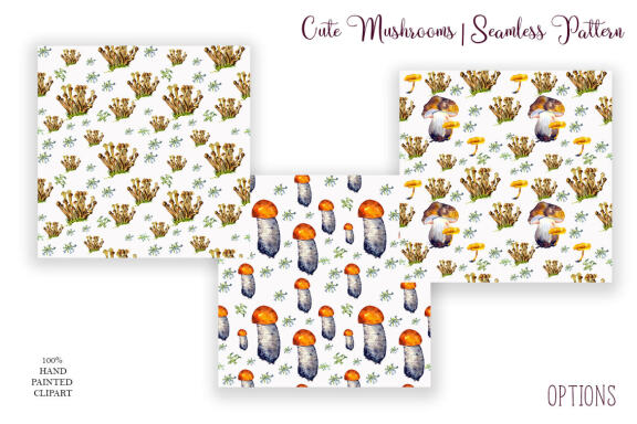 Cute Mushrooms, Seamless Pattern, summer