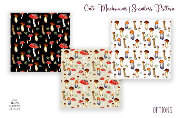 Cute Mushrooms, Seamless Pattern, summer