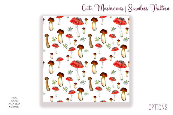 Cute Mushrooms, Seamless Pattern, summer
