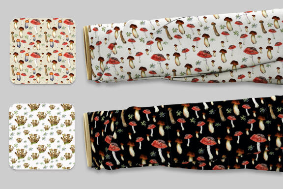 Cute Mushrooms, Seamless Pattern, summer