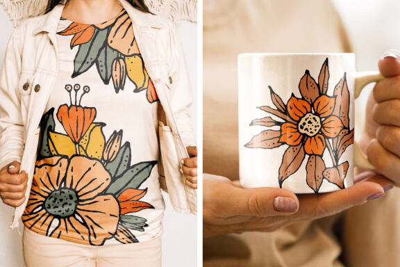 Hand Drawn Flowers Vol. 4 Vector Illustrations