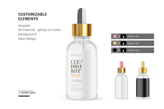 Clear dropper bottle mockup - Smarty Mockups