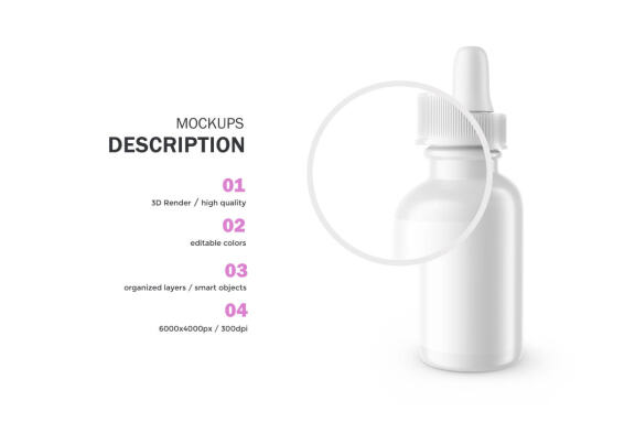Glossy Dropper Bottle - Cosmetic Product Mockup