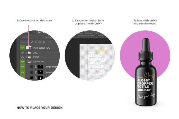 Glossy Dropper Bottle - Cosmetic Product Mockup