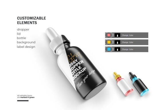 Glossy Dropper Bottle - Cosmetic Product Mockup