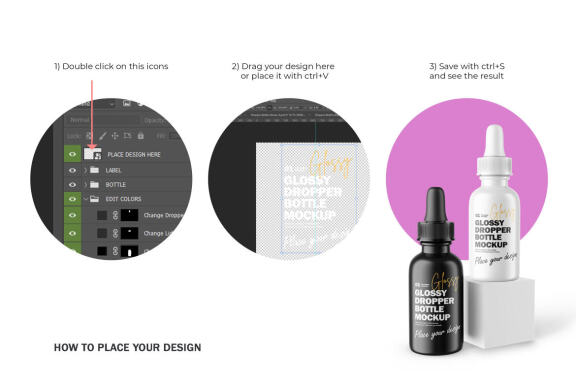 Glossy Dropper Bottle - Cosmetic Product Mockup
