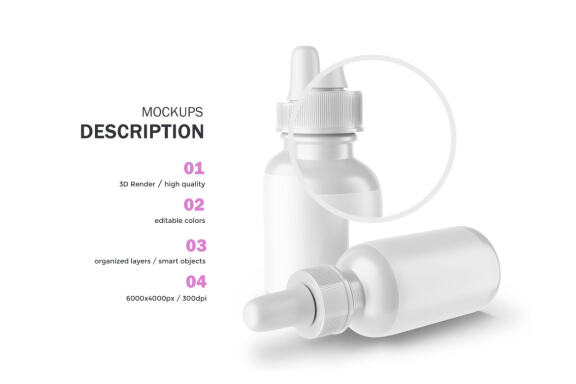 Glossy Dropper Bottle - Cosmetic Product Mockup