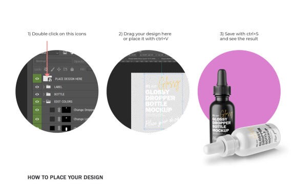 Glossy Dropper Bottle - Cosmetic Product Mockup