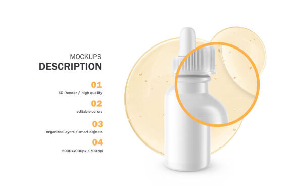Glossy Dropper Bottle - Cosmetic Product Mockup