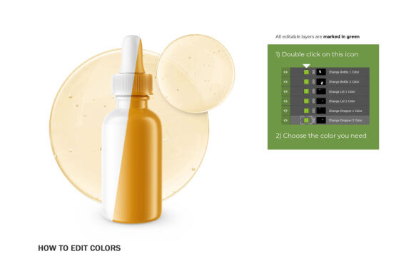 Glossy Dropper Bottle - Cosmetic Product Mockup