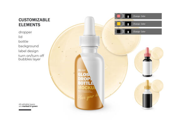 Glossy Dropper Bottle - Cosmetic Product Mockup