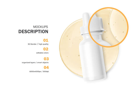 Glossy Dropper Bottle - Cosmetic Product Mockup