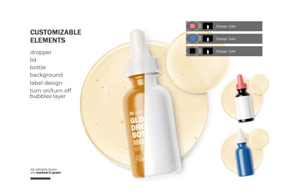 Glossy Dropper Bottle - Cosmetic Product Mockup