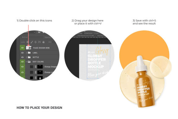 Glossy Dropper Bottle - Cosmetic Product Mockup