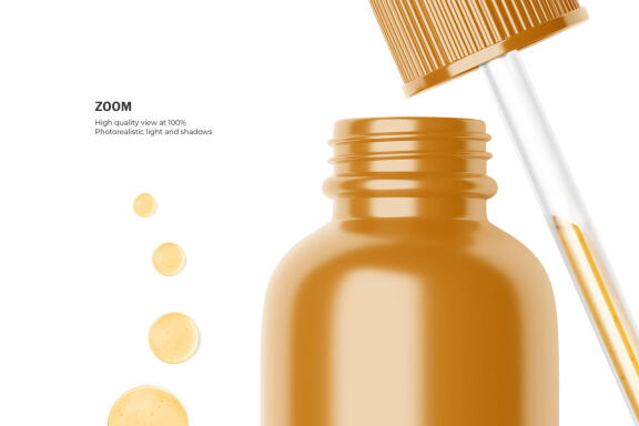 Glossy Dropper Bottle - Cosmetic Product Mockup