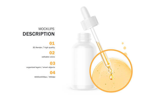 Glossy Dropper Bottle - Cosmetic Product Mockup